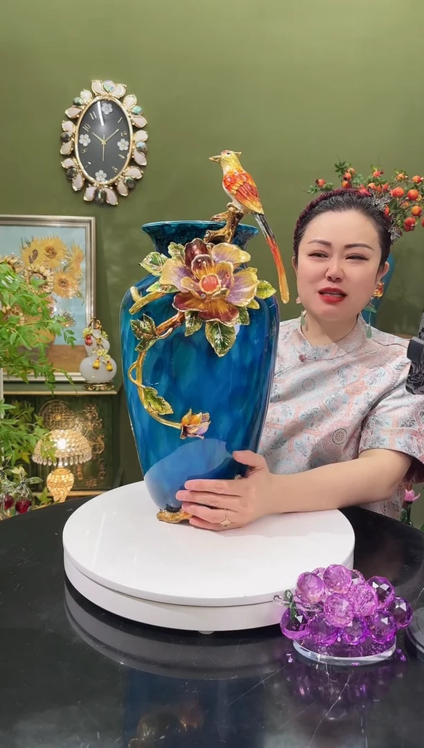 琉璃珐琅彩 花瓶 喜上眉梢