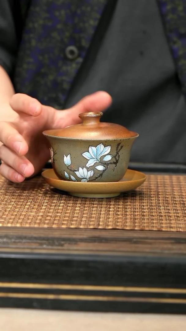 茶壶紫砂16《三才盖碗》柴烧