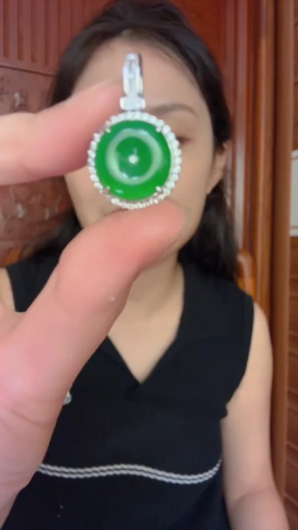 吊坠(不含链)银S925镶嵌翡翠吊坠