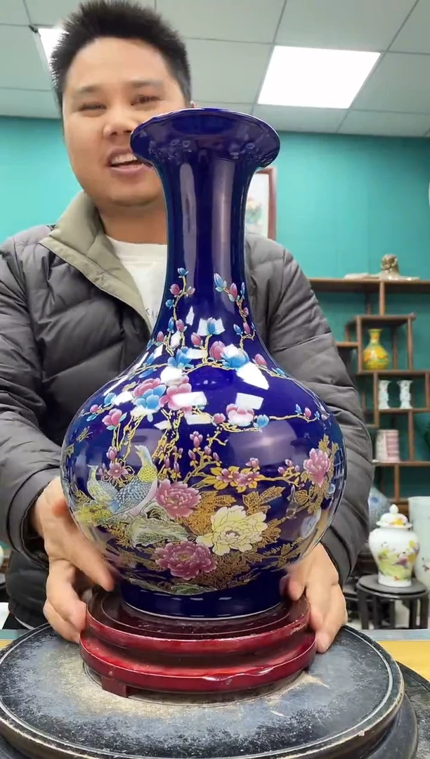 摆件祭蓝赏瓶陶瓷摆件