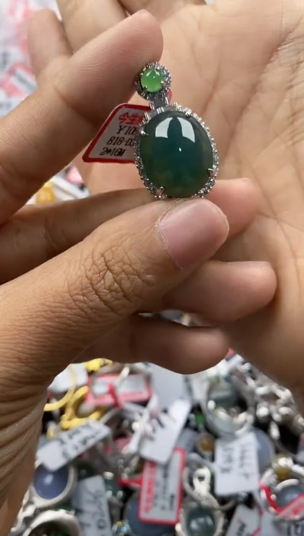 银S925镶嵌戒指翡翠999            1
