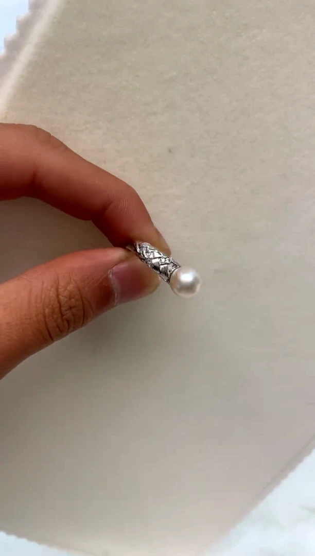 银S925镶嵌戒指海水珍珠
