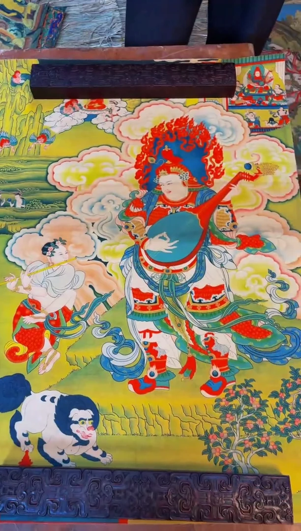 装裱画精品手绘唐卡链接--A-071时论天王