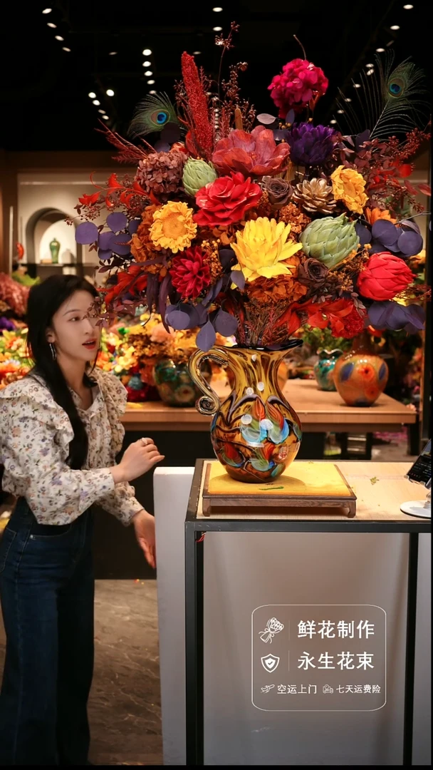手工艺品琉璃手工花器花束空运包邮送货上门-以图片为准