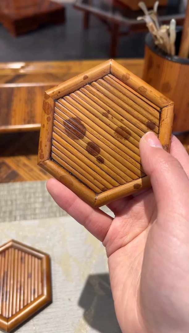 【闪购商品】扇子福建红湘妃杯垫