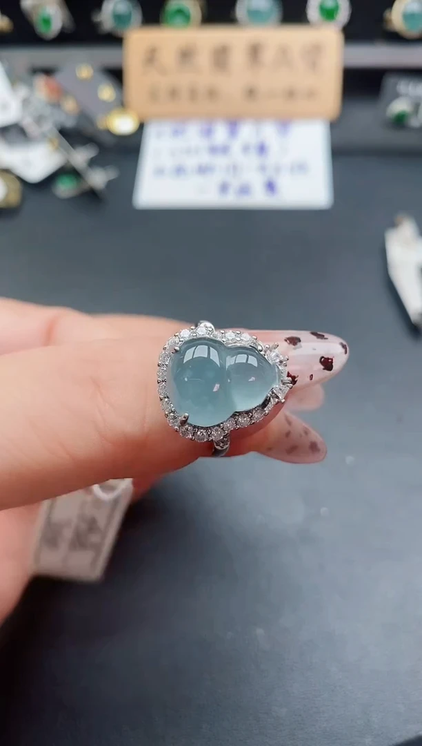 银S925镶嵌戒指翡翠1