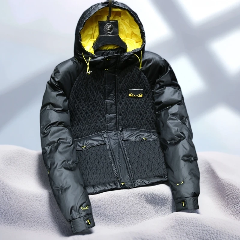 宾斯洛特时尚连帽羽绒服男士冬季新款轻便保暖拼接爆款外套男冬