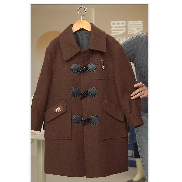 罗蒙儿童秋冬大衣25年男童潮流学院风外套女童大衣洋气加厚外套