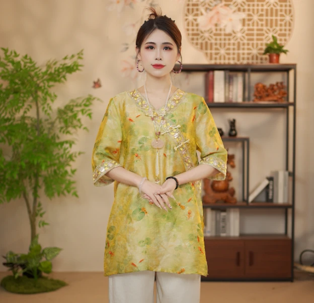 【荷塘月色】夏季防晒新款国风上衣宽松优雅中式