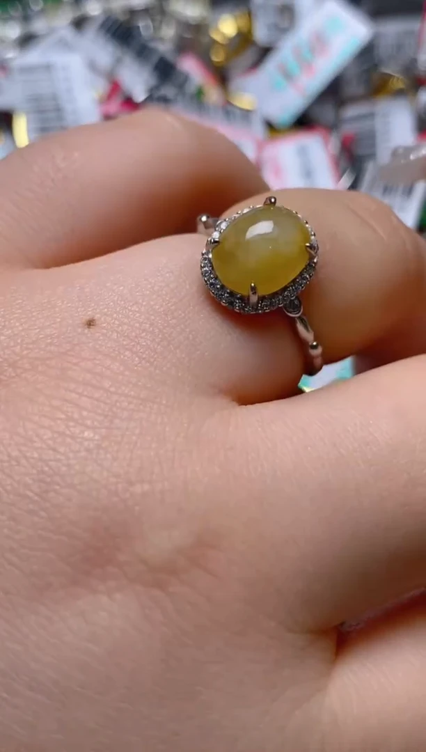 银S925镶嵌戒指翡翠百内无证书