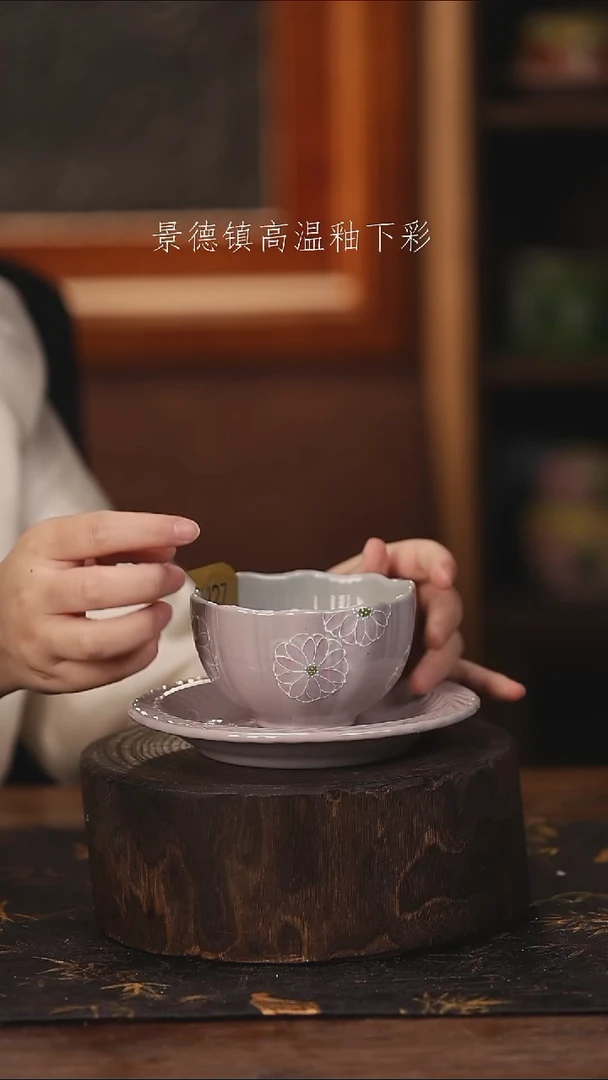 陶瓷景德镇高温釉下手绘陶瓷@L227@