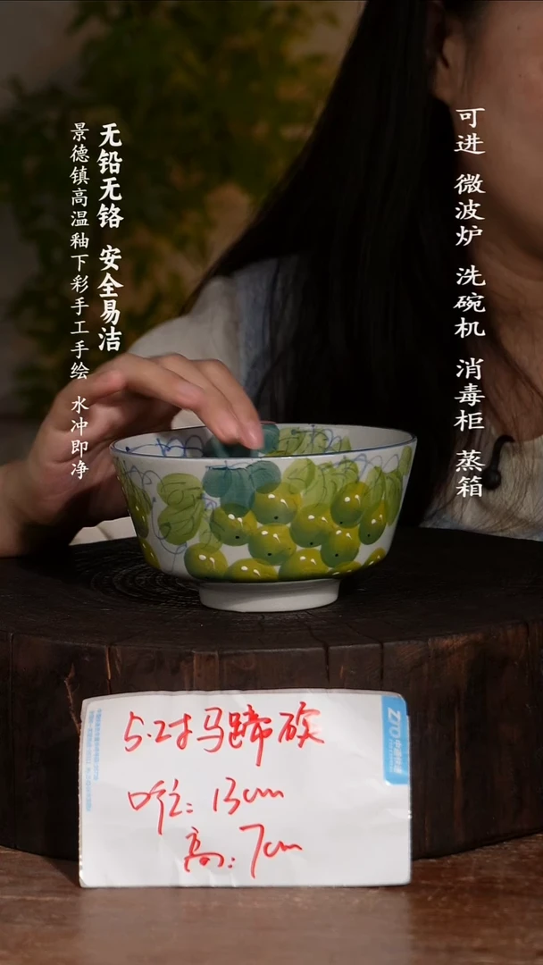 碗陶瓷景德镇高温瓷釉下彩手绘陶瓷