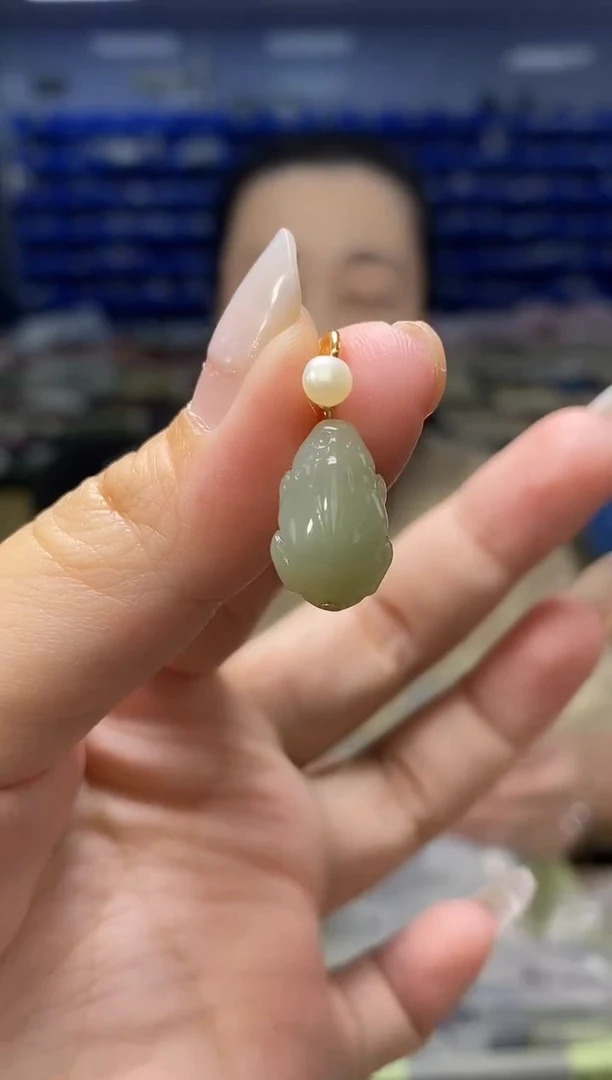 和田玉银S925镶嵌吊坠(不含链)Q01456