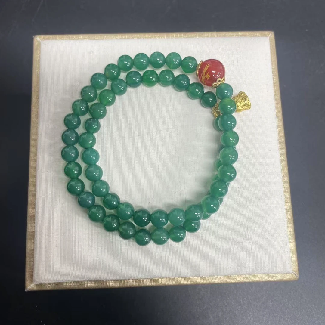 【小杰推荐】冰雪芙蓉绿胆圆珠多圈手链（多样性发其一）10683