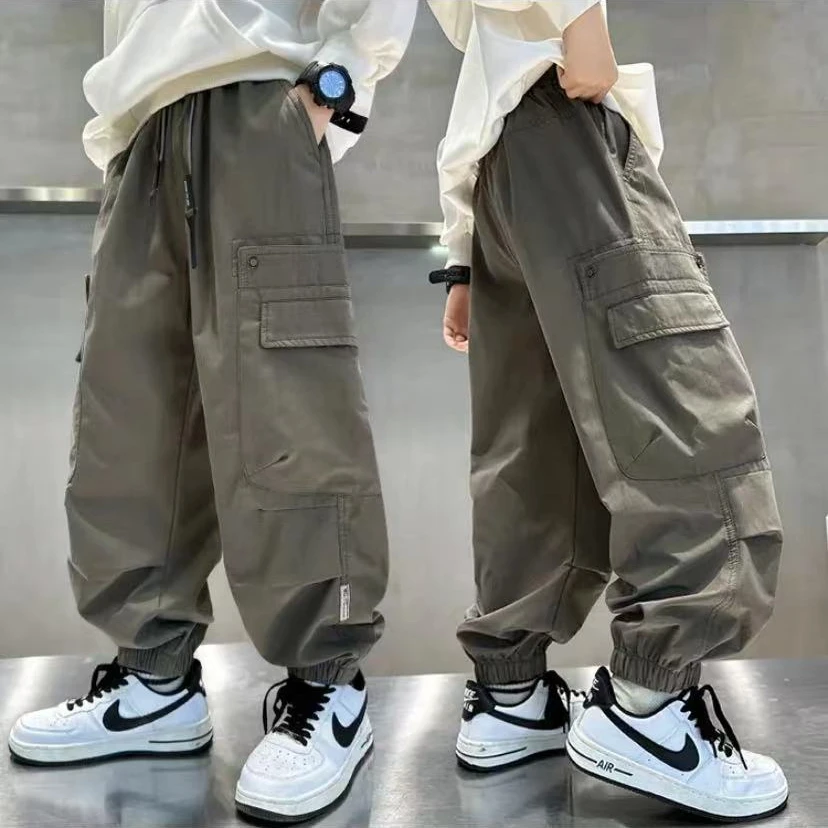 【现货】~男童2025秋季新款时髦束脚裤子潮酷帅气工装裤10508