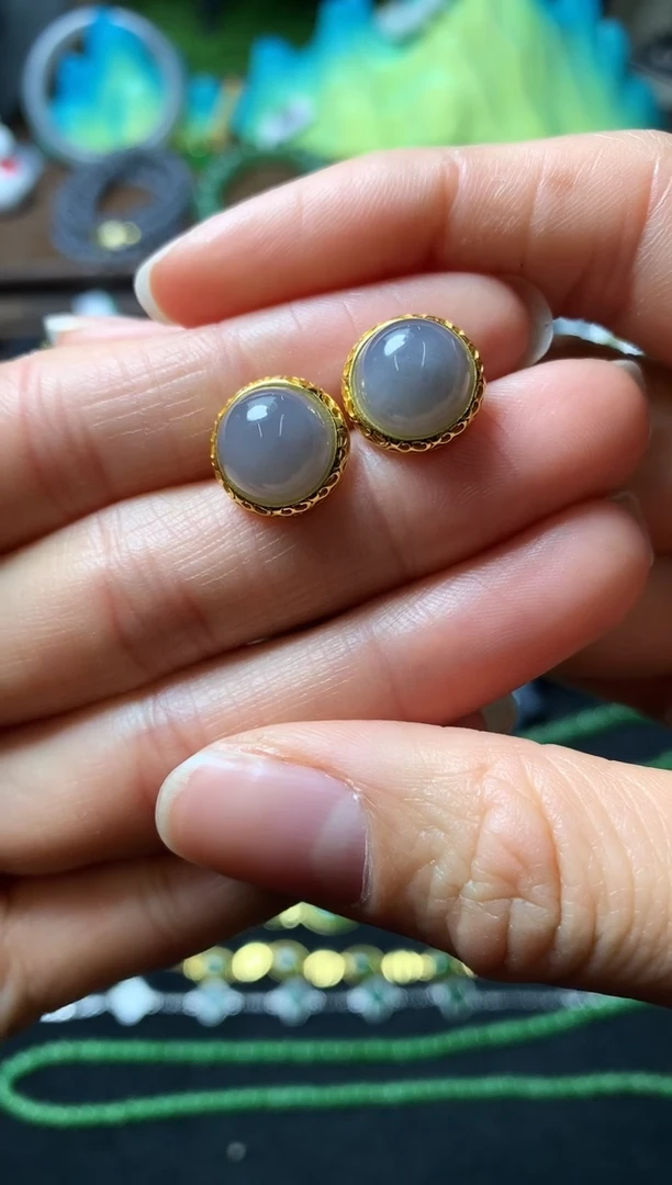 【闪购商品】和田玉耳饰银S925镶嵌耳钉