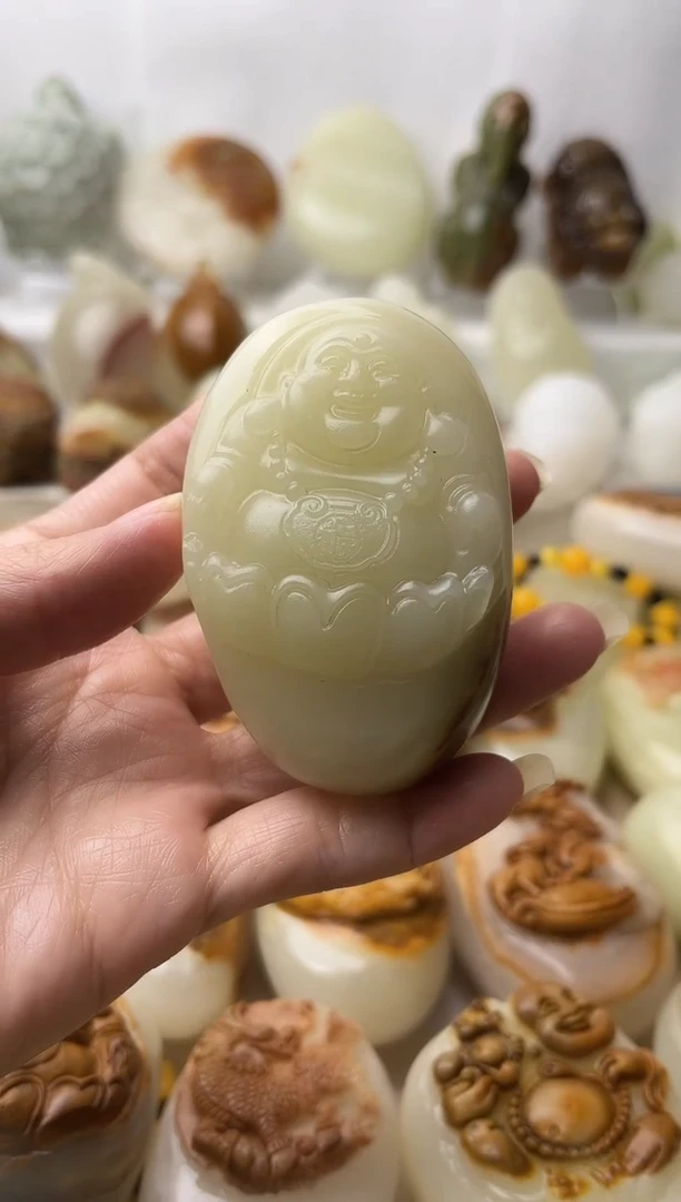 石材古青石棉纹正常不退换弥勒佛微瑕