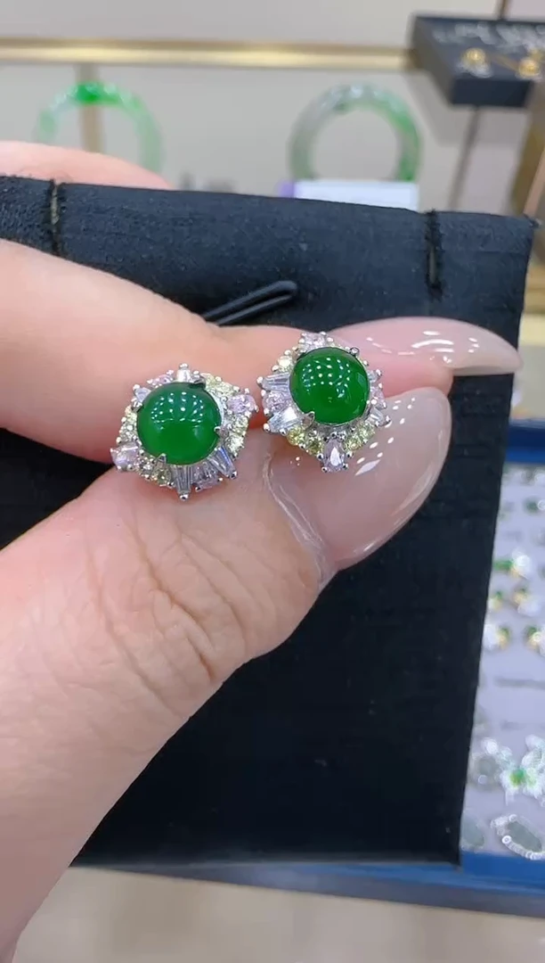【闪购商品】翡翠耳饰银S925镶嵌团购多样性发一件
