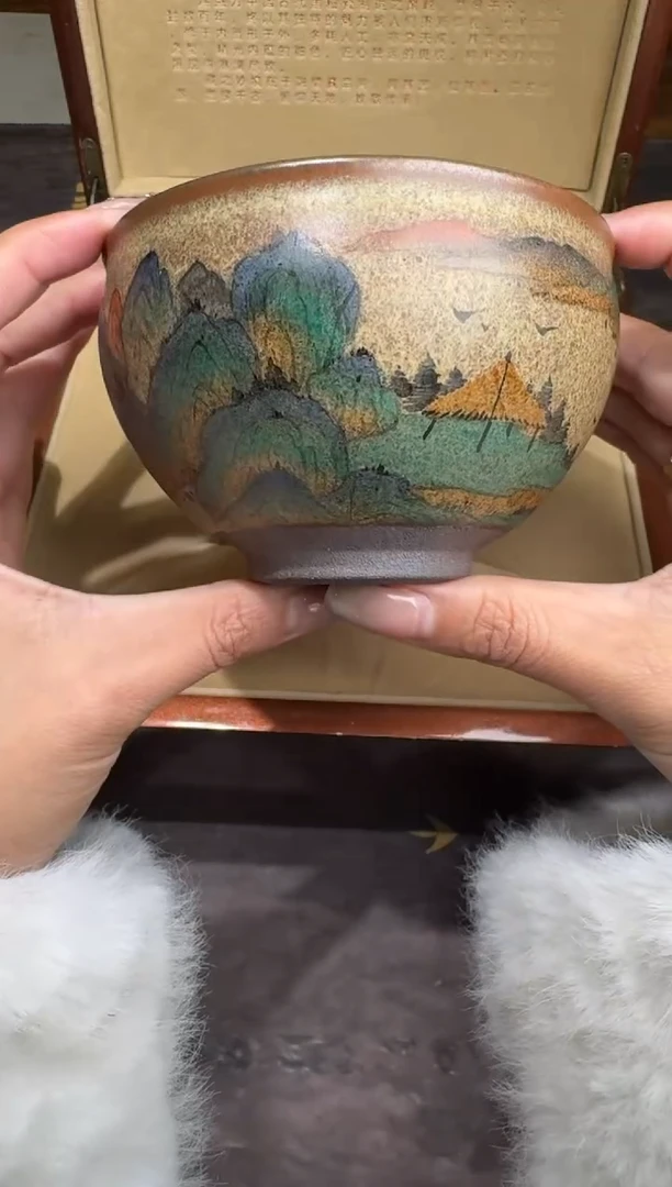 茶盏黄宝庆千里江山80