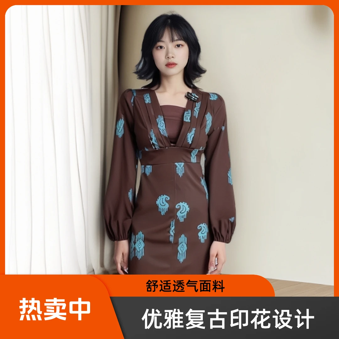 【包邮】atlasgul连衣裙法式复古气质修身秋冬乌鲁木齐发货的女装