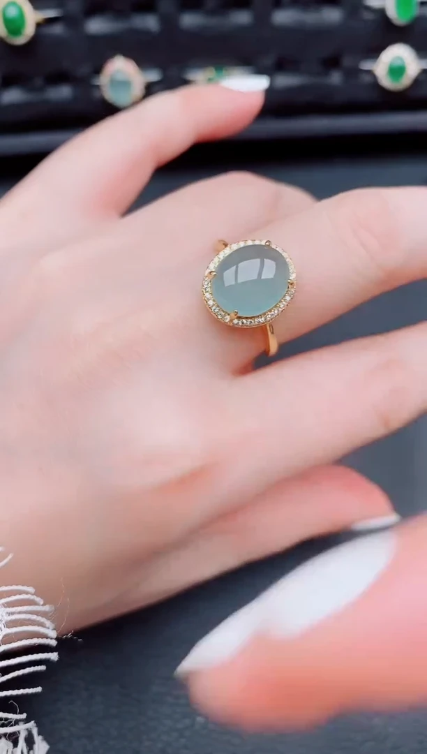 【闪购商品】翡翠戒指银S925镶嵌天然a货翡翠230