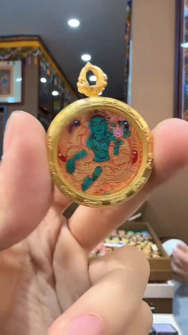 吊坠绿度母-纯手绘唐卡