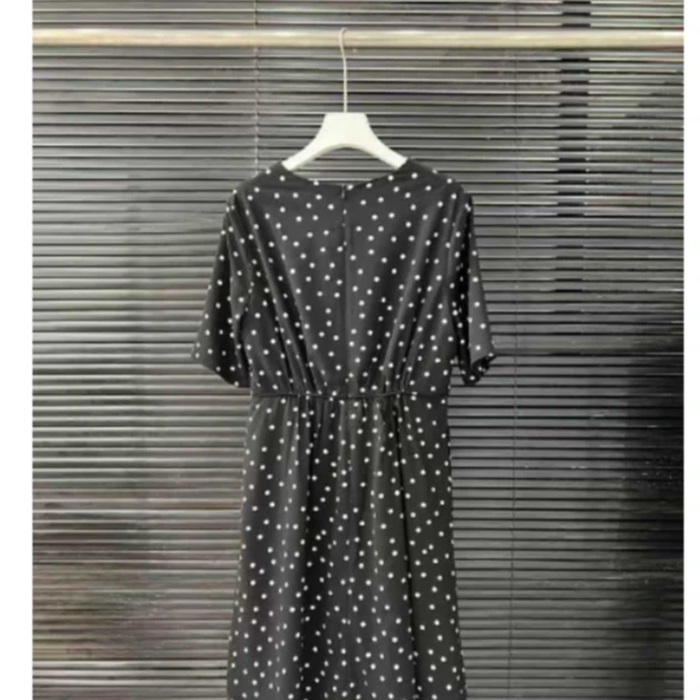 AQY  0105夏季新款优雅气质通勤修身显瘦波点连衣裙