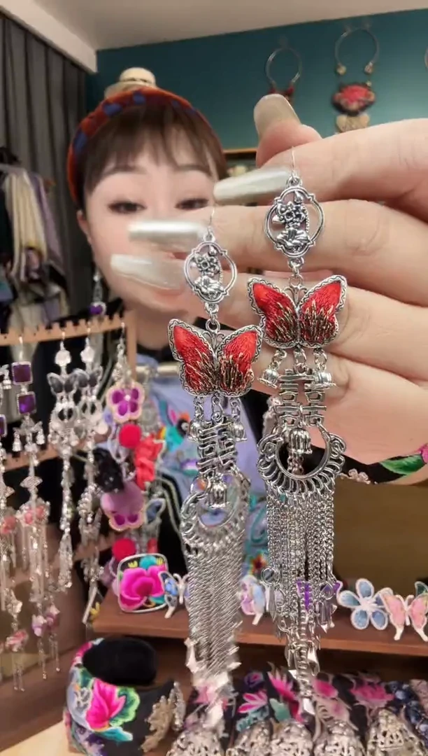 刺绣纯手工民族风刺绣耳环