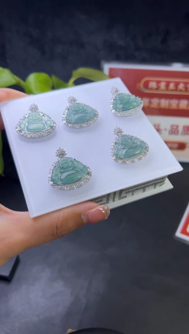 【闪购商品】翡翠挂件银S925镶嵌008-50479多样性发一件