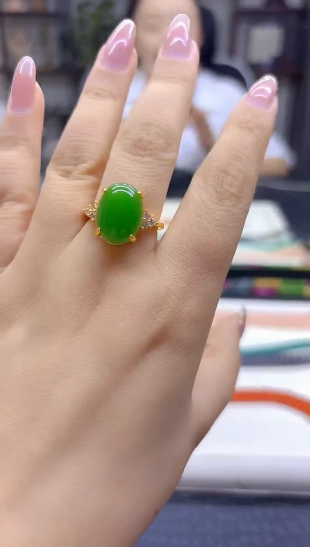 14K金镶嵌戒指和田玉DIY款J30