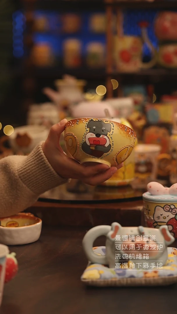 陶瓷景德镇可爱陶瓷釉下彩绘设计师款