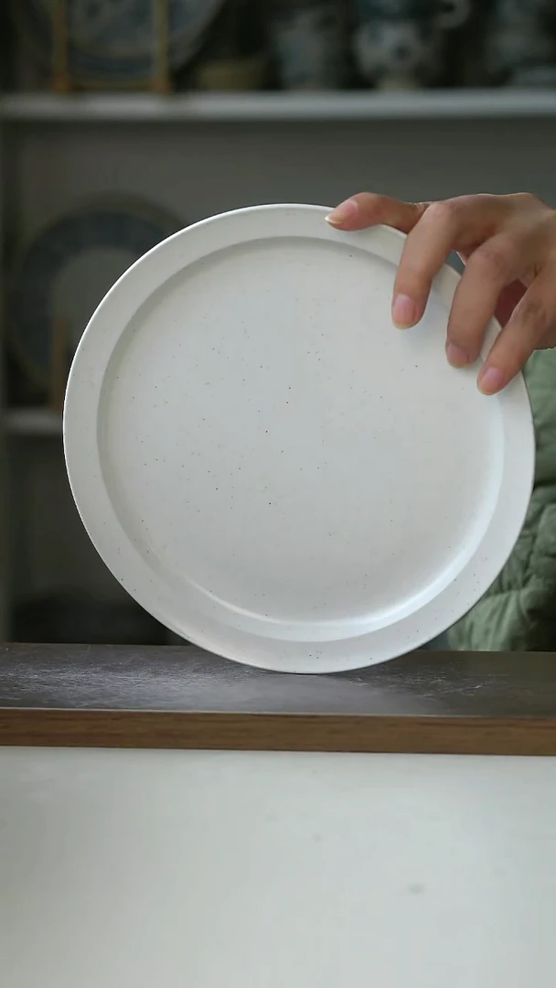 陶瓷雪白泼墨早餐盘20cm@4-2@