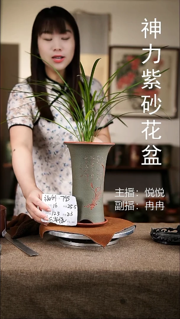 紫砂花盆紫砂花盆795+z粉浅绿