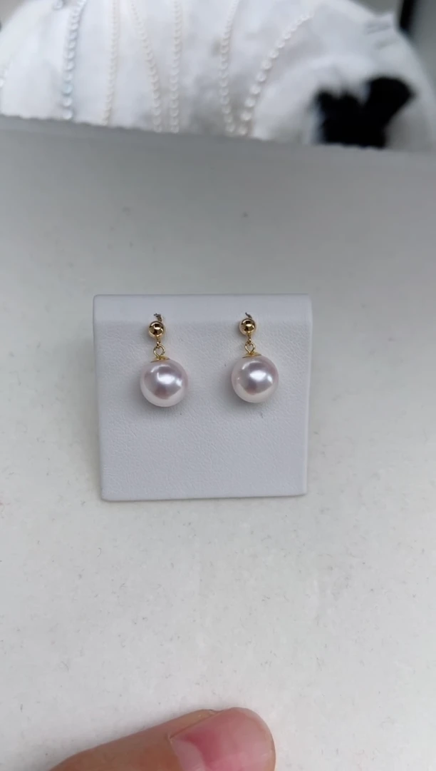 【闪购商品】海水珍珠耳饰18K金镶嵌8-8.5mm耳饰
