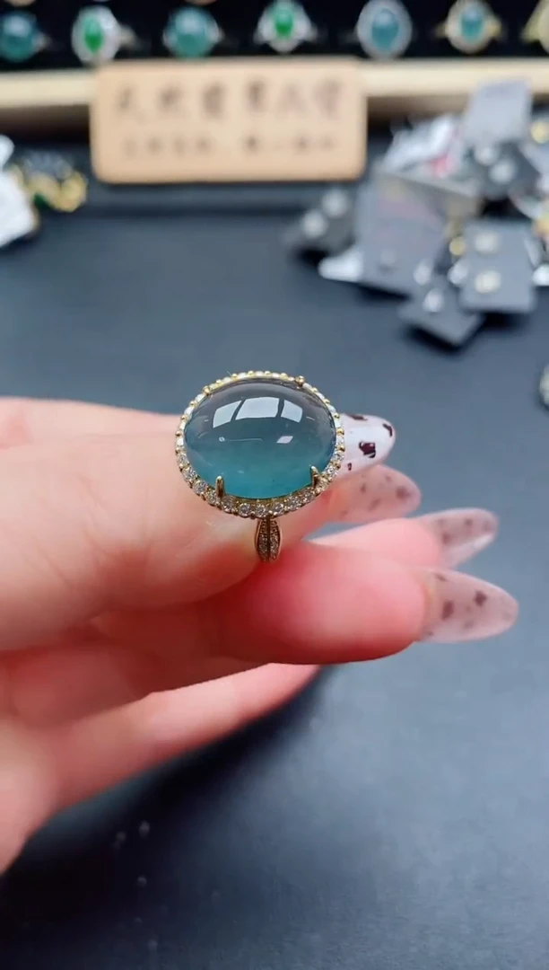 银S925镶嵌戒指翡翠1