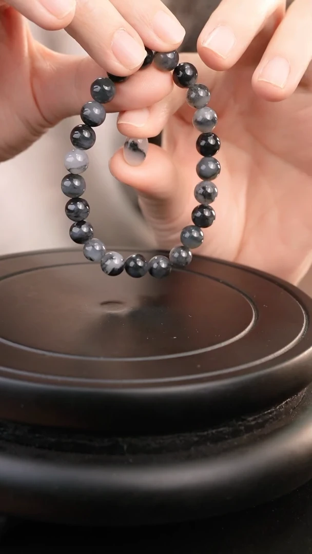 未镶嵌手串和田玉山*青花手串卡8mm+青花戒面-两件