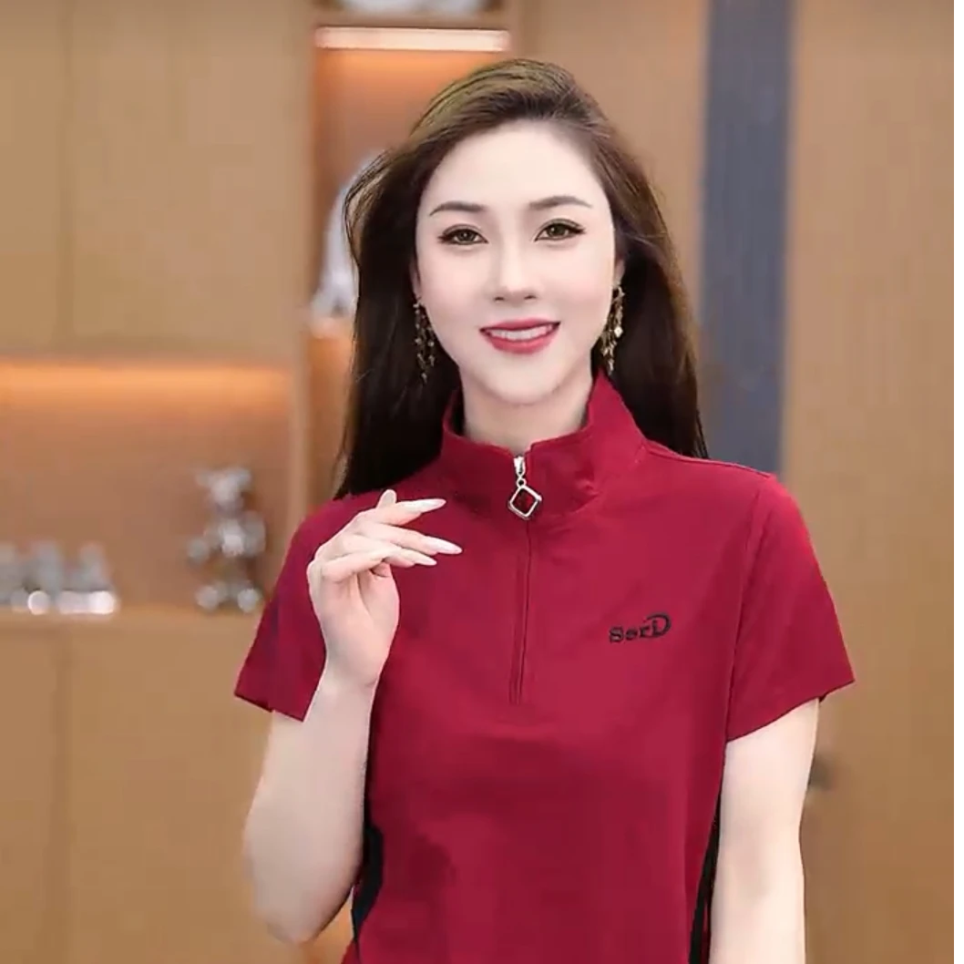 短袖休闲运动套装春夏修夏季韩版显瘦立领气质宽松减龄9809款