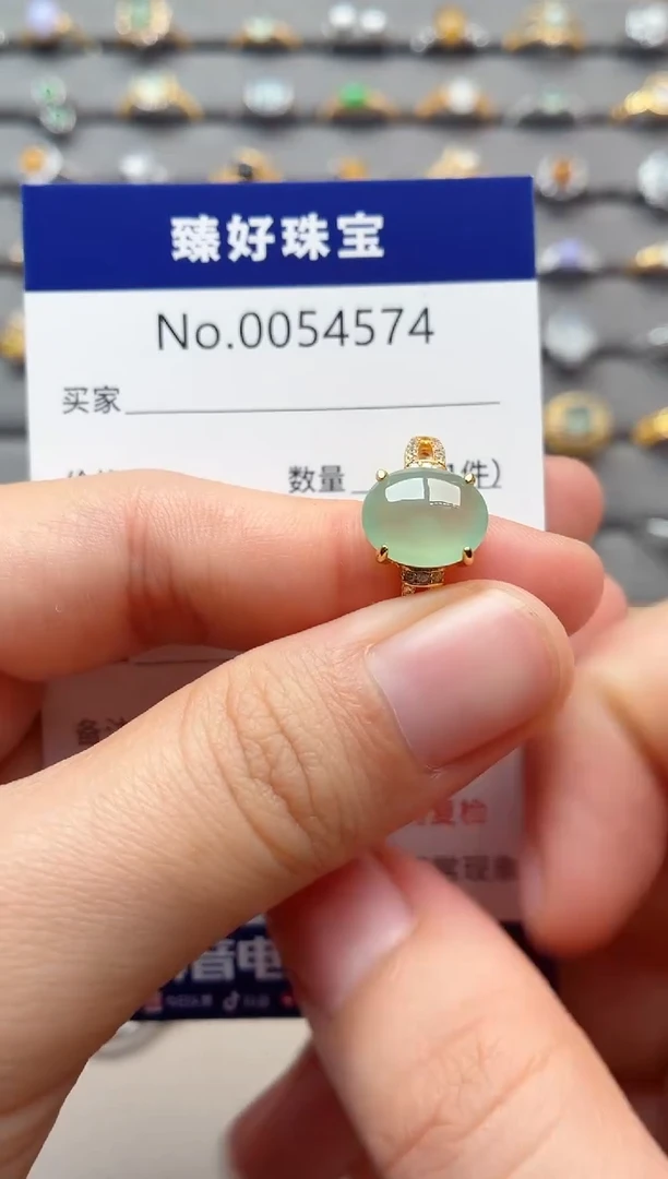 银S925镶嵌戒指翡翠1