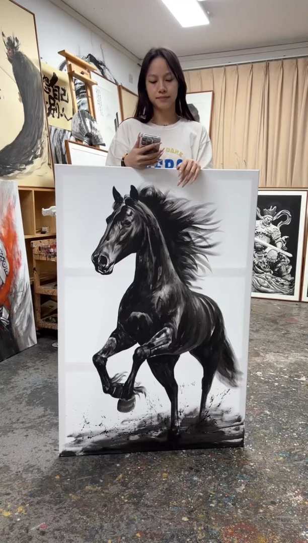 丙烯画北北老师黑马丙烯不加框