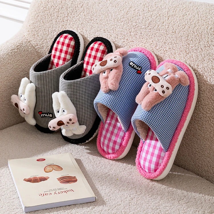 多巴胺情侣卡通趣味包头拖女2025秋冬新款时尚百搭防滑保暖棉拖鞋