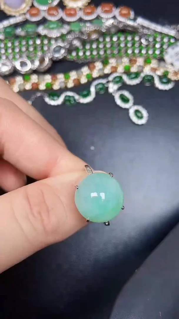 银S925镶嵌戒指翡翠1390