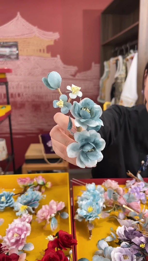 【闪购商品】刺绣非遗绒花（发饰）