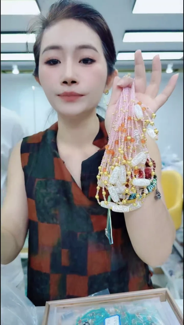 玛瑙/玉髓颈饰合金10112老珠锁骨链