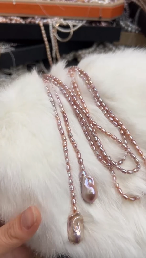 未镶嵌福利淡水珍珠无核*强光珍珠毛衣链1.5米+