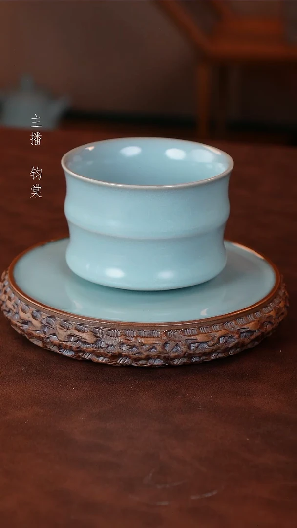 摆件天青色竹节杯100cc一级品