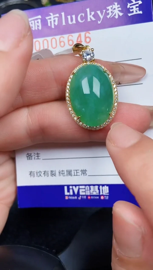 翡翠银S925镶嵌颈饰6646