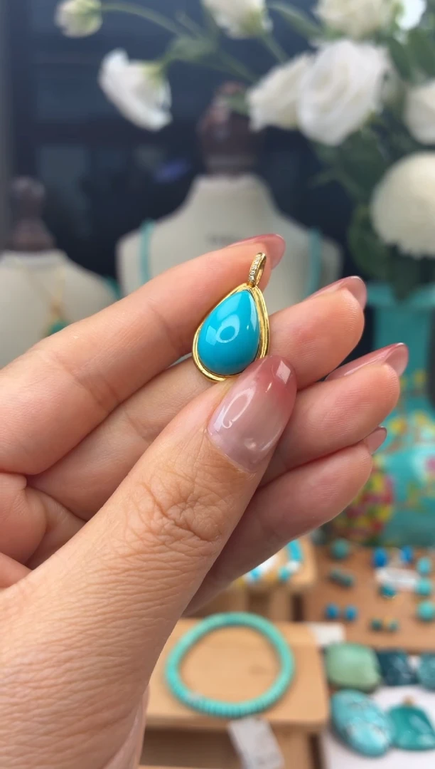 18K金镶嵌绿松石吊坠(不含链)1