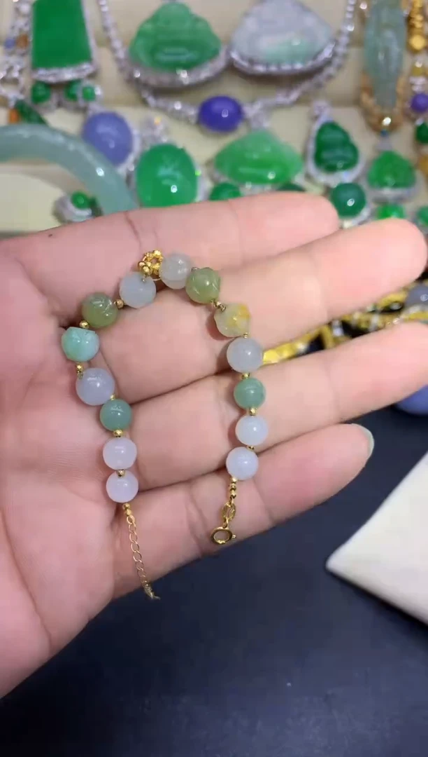 18K金镶嵌手链翡翠17-中国好珍宝