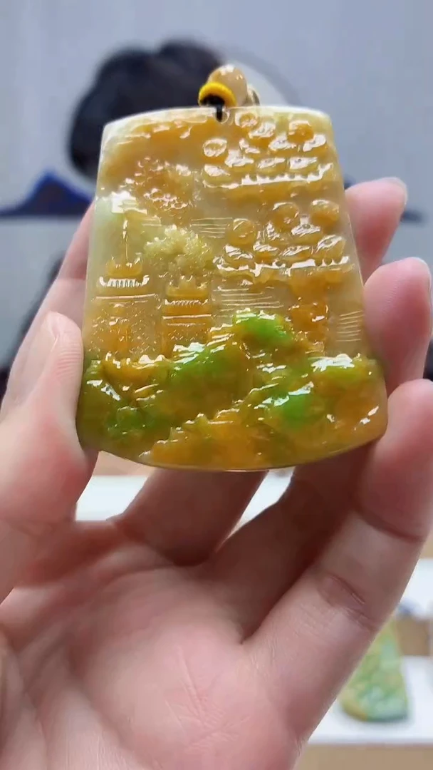 未镶嵌定制翡翠5145zm-毛货挂件14山水