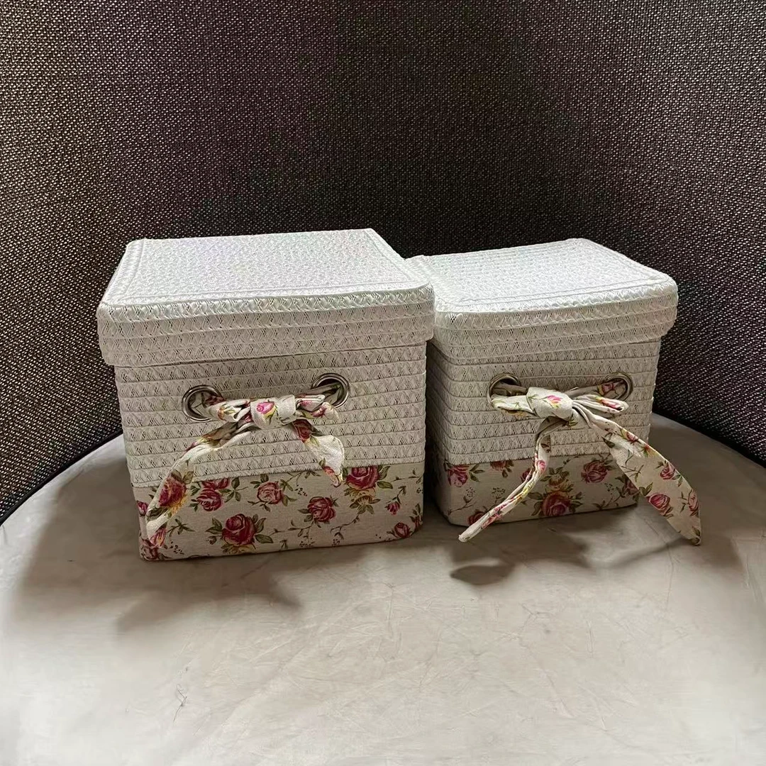 5744瑕疵款 大号25*25*23小号20*20*20cm 家用收纳筐桌面储物篮盒